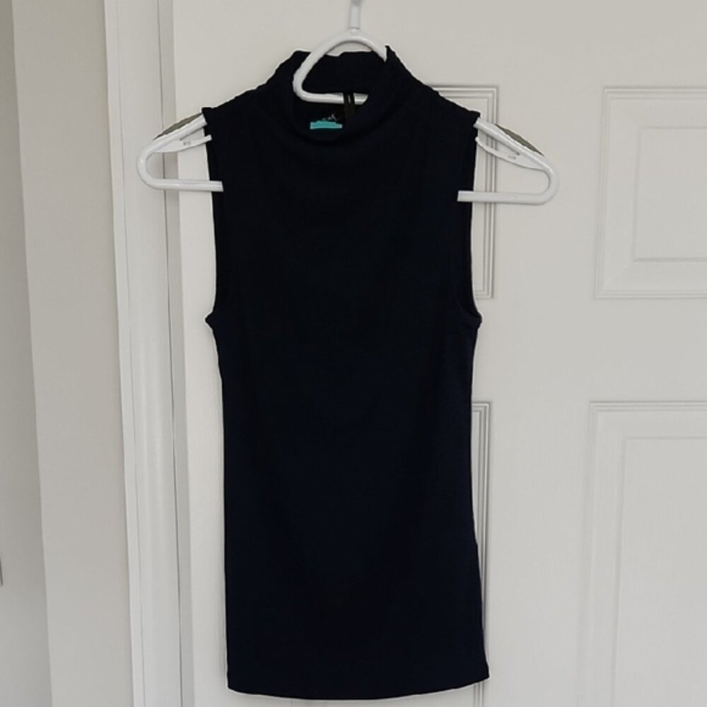 Sleeveless Navy Mock Tank Top